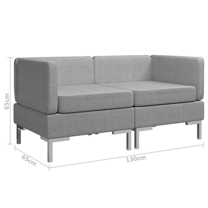 Sectional Corner Sofas 2 pcs with Cushions Fabric Light Grey