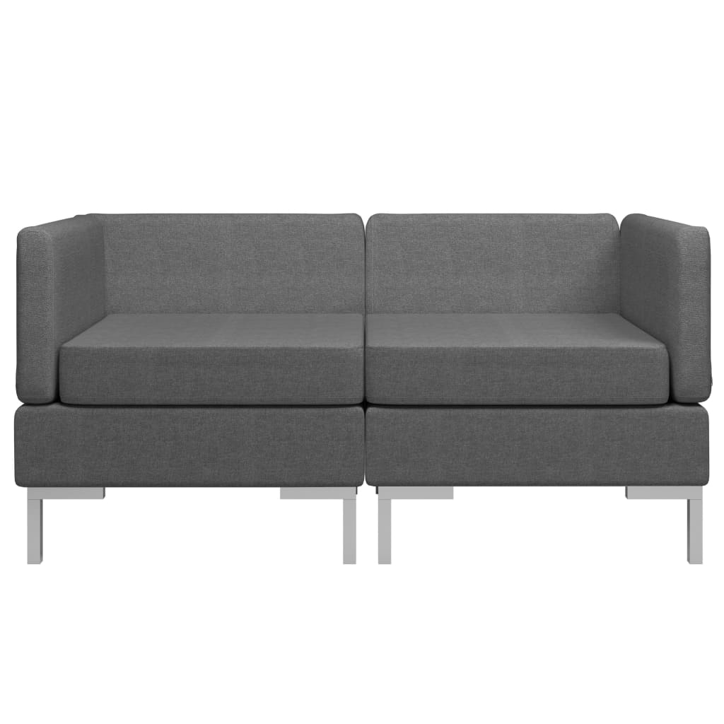 Sectional Corner Sofas 2 pcs with Cushions Fabric Dark Grey
