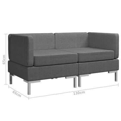 Sectional Corner Sofas 2 pcs with Cushions Fabric Dark Grey