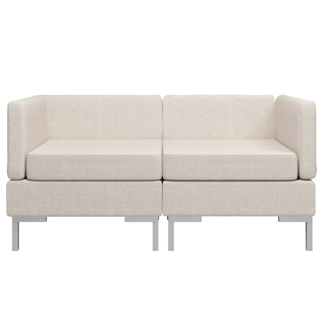 Sectional Corner Sofas 2 pcs with Cushions Fabric Cream