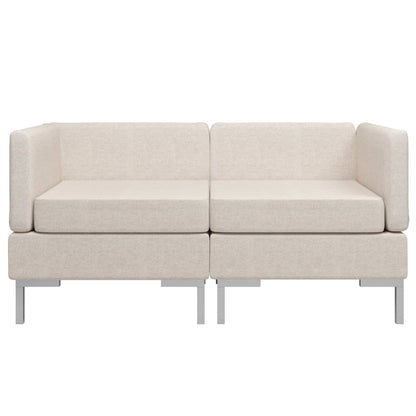 Sectional Corner Sofas 2 pcs with Cushions Fabric Cream