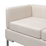 Sectional Corner Sofas 2 pcs with Cushions Fabric Cream