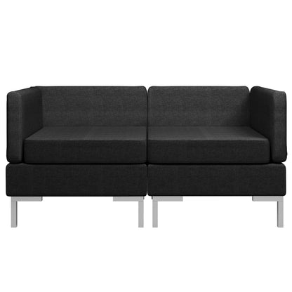Sectional Corner Sofas 2 pcs with Cushions Fabric Black