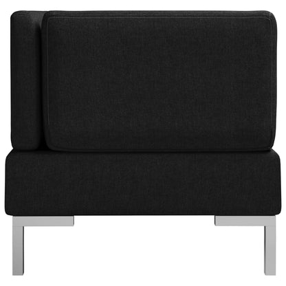 Sectional Corner Sofas 2 pcs with Cushions Fabric Black