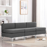 Sectional Middle Sofas 3 pcs with Cushions Fabric Dark Grey