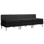 Sectional Middle Sofas 3 pcs with Cushions Fabric Black