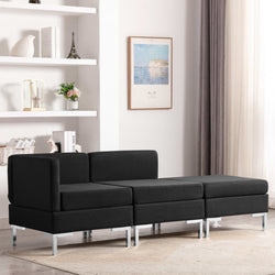3 Piece Sofa Set Fabric Black