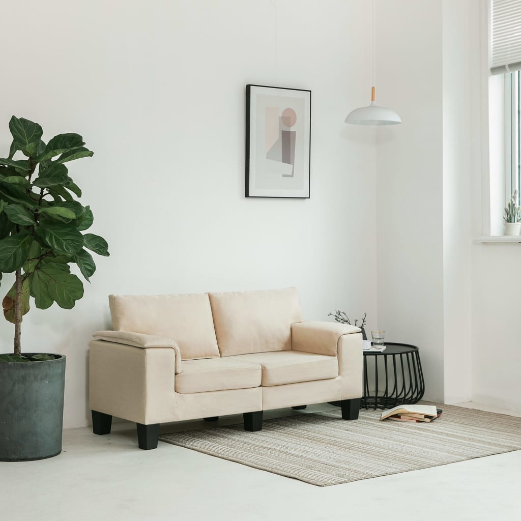 2-Seater Sofa Cream Fabric