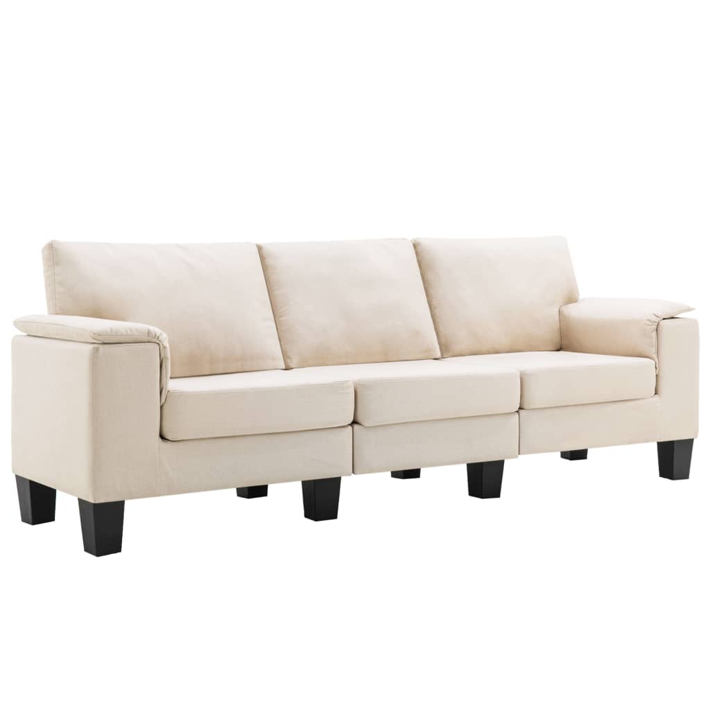3-Seater Sofa Cream Fabric