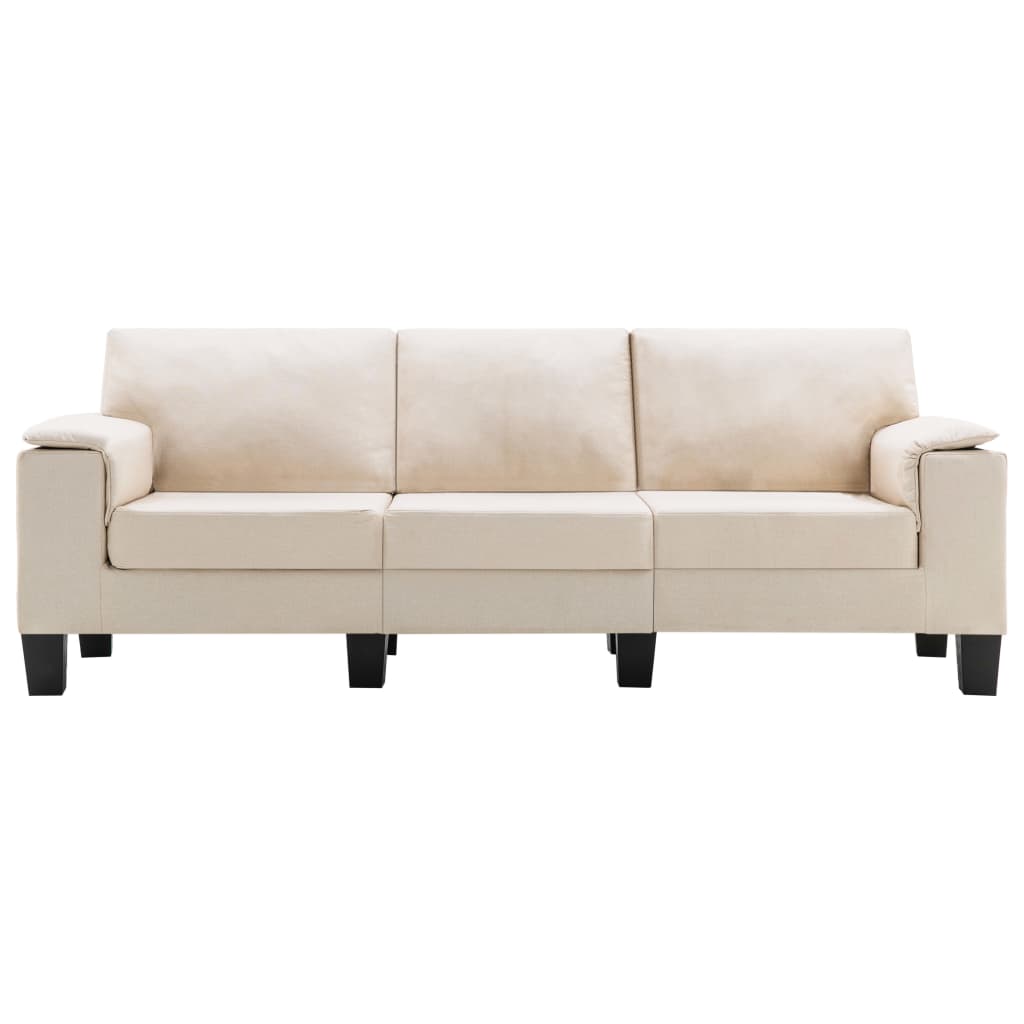 3-Seater Sofa Cream Fabric