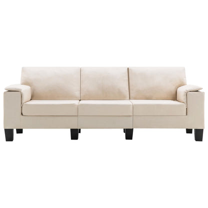 3-Seater Sofa Cream Fabric