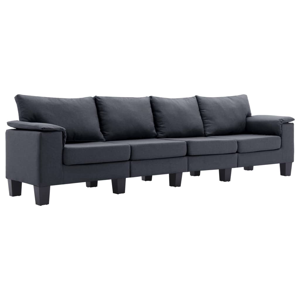 4-Seater Sofa Dark Grey Fabric