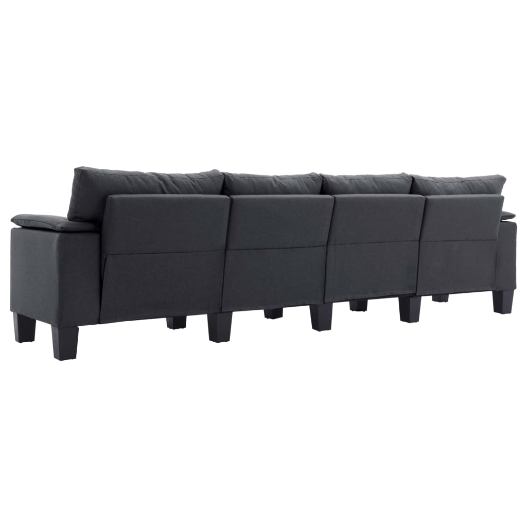 4-Seater Sofa Dark Grey Fabric