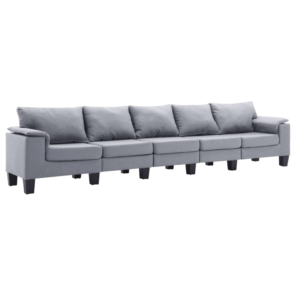 5-Seater Sofa Light Grey Fabric
