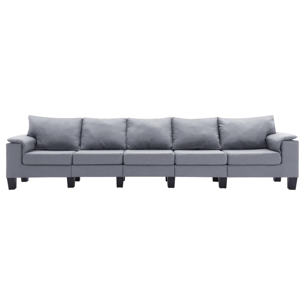 5-Seater Sofa Light Grey Fabric