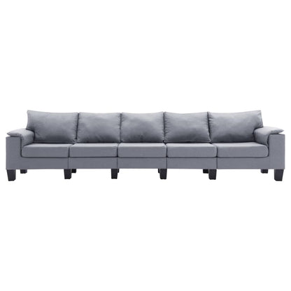 5-Seater Sofa Light Grey Fabric