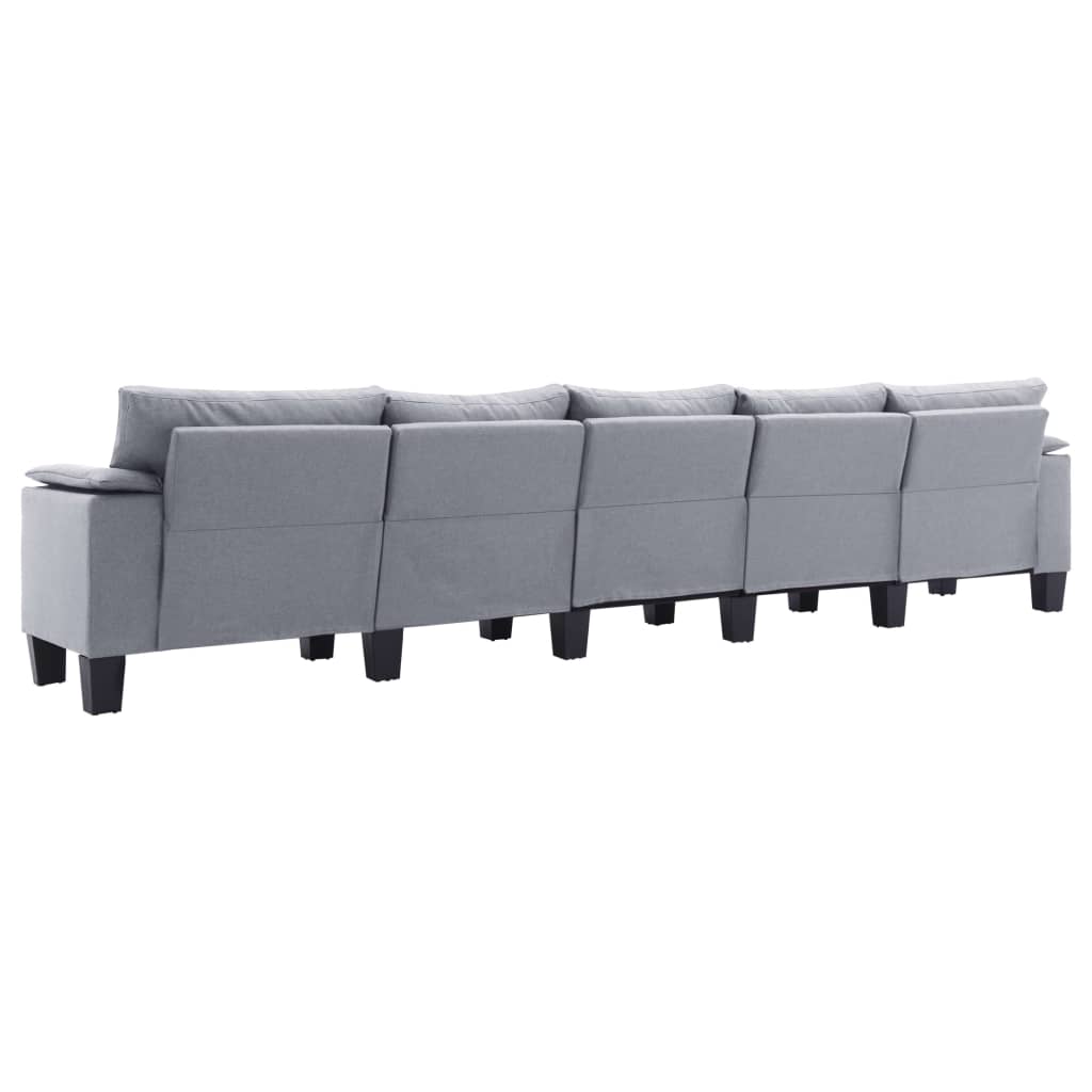 5-Seater Sofa Light Grey Fabric