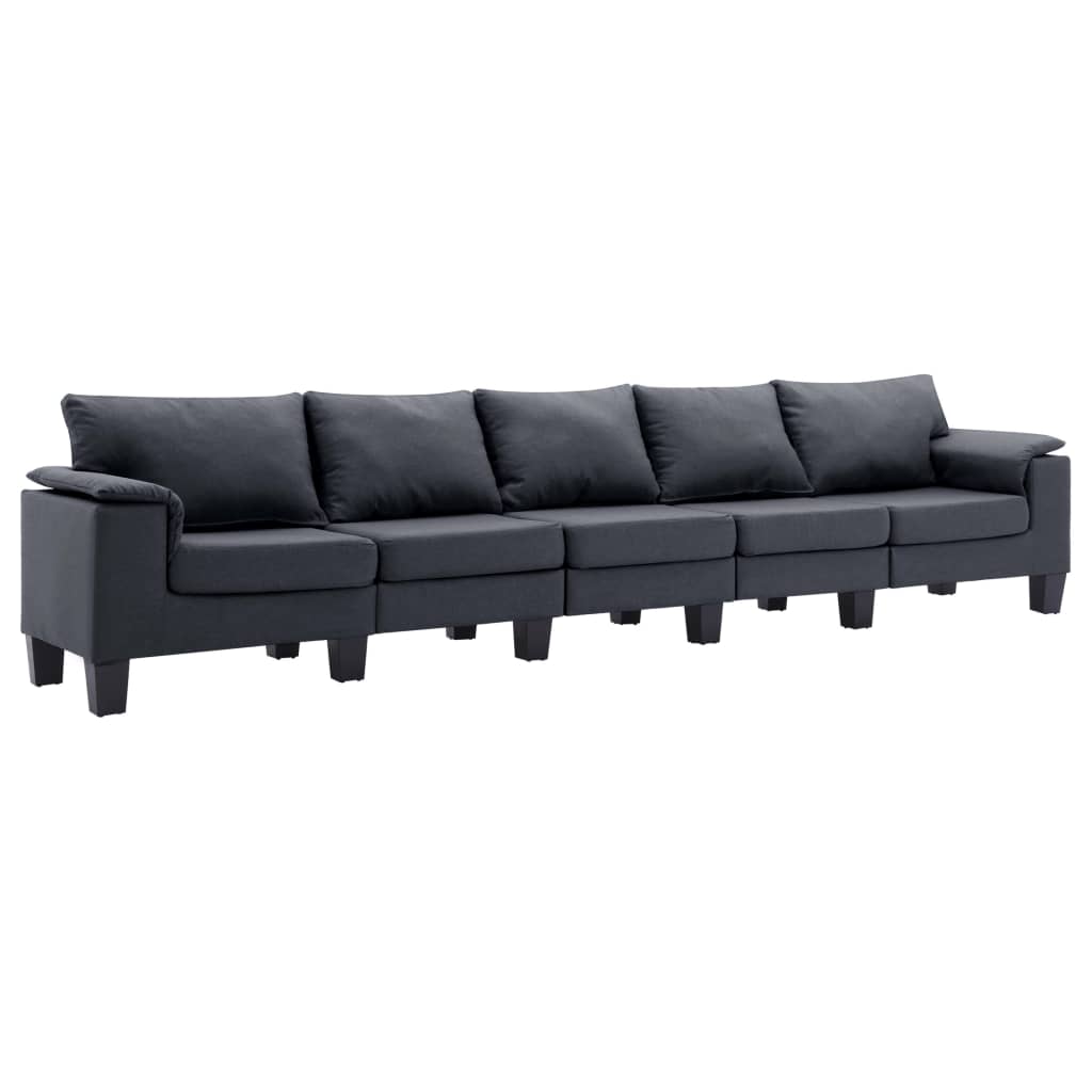5-Seater Sofa Dark Grey Fabric