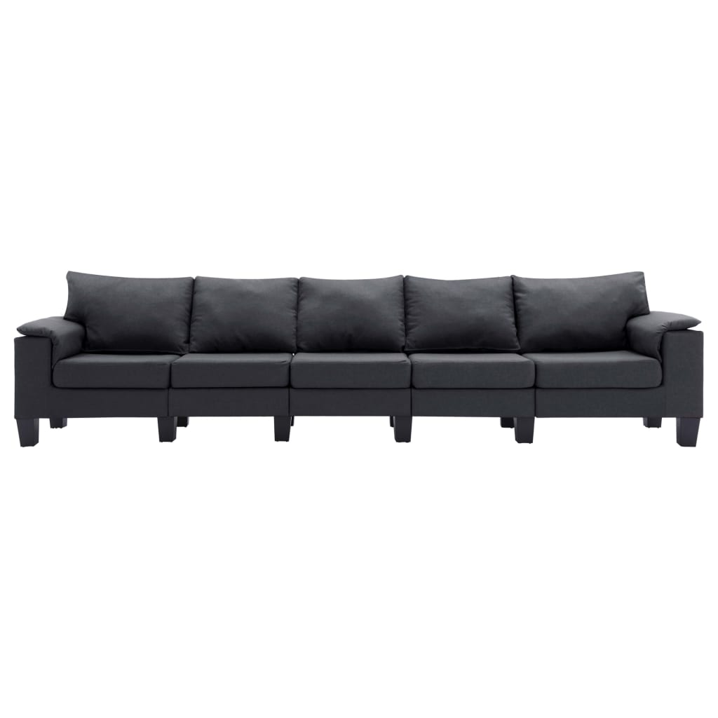 5-Seater Sofa Dark Grey Fabric