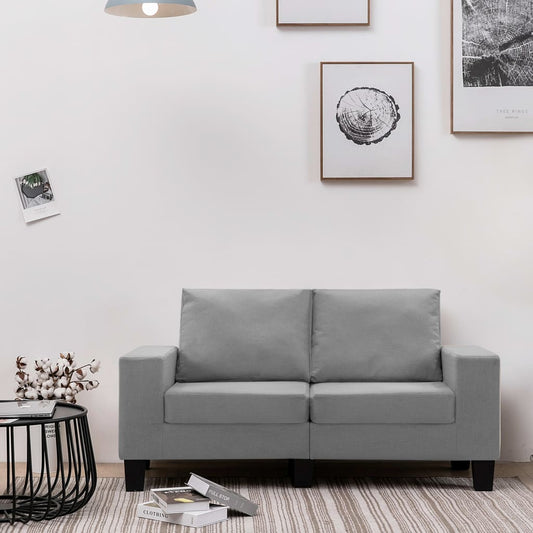 2-Seater Sofa Light Grey Fabric