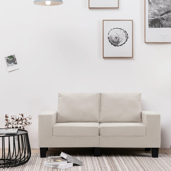  2-Seater Sofa Cream Fabric