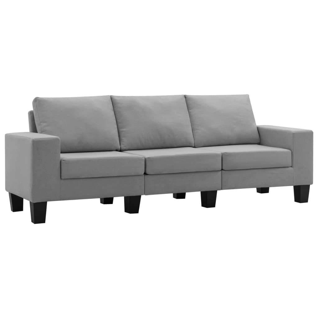 3-Seater Sofa Light Grey Fabric