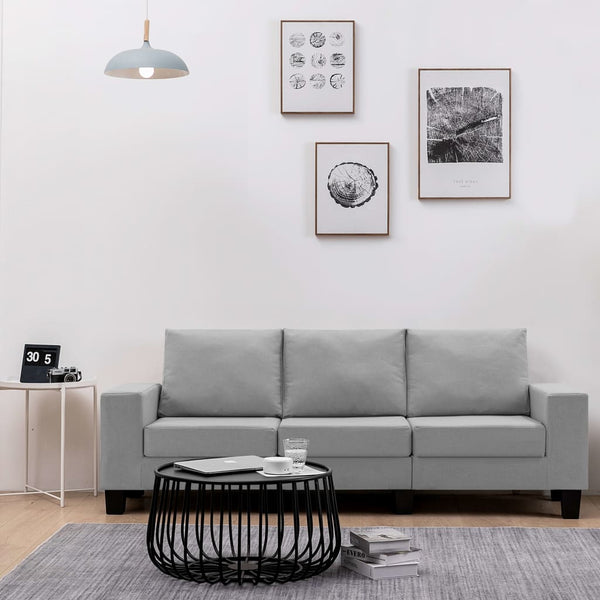  3-Seater Sofa Light Grey Fabric