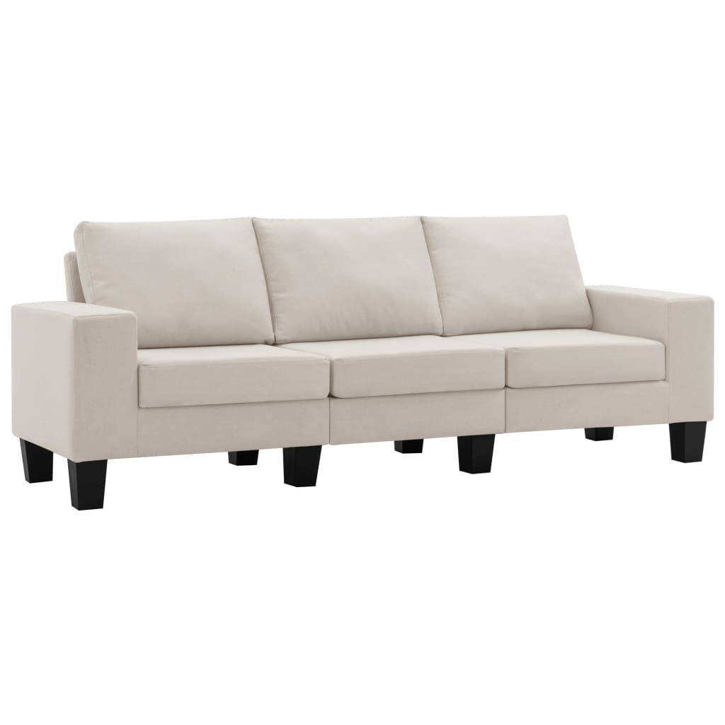3-Seater Sofa Cream Fabric