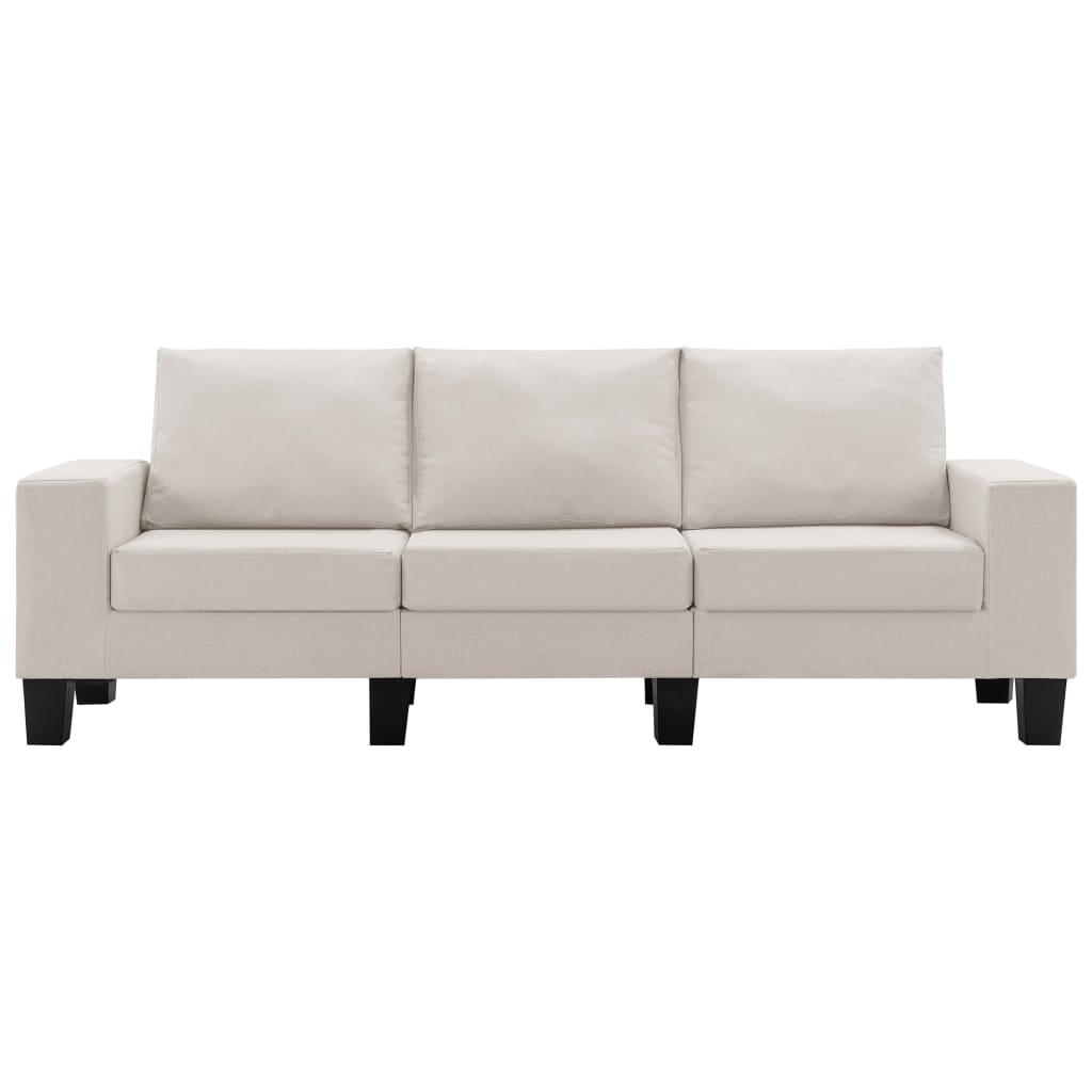 3-Seater Sofa Cream Fabric