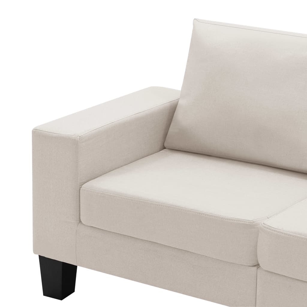 3-Seater Sofa Cream Fabric