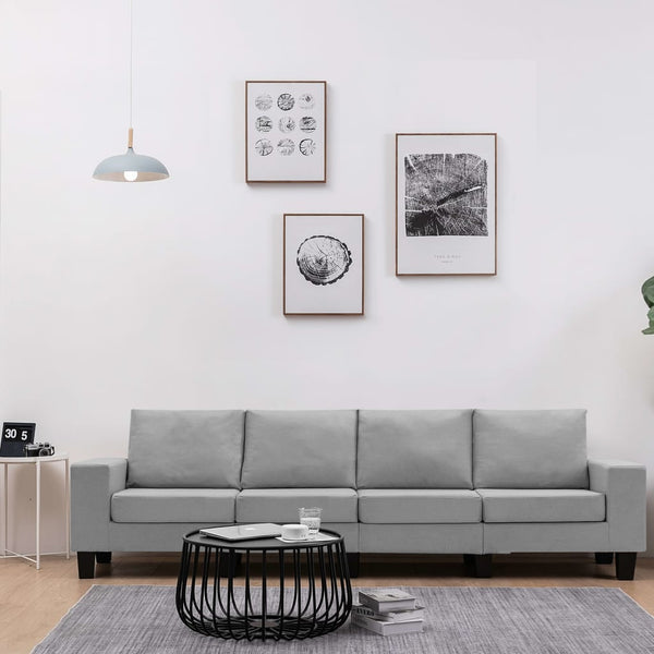  4-Seater Sofa Light Grey Fabric