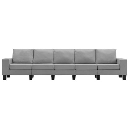 5-Seater Sofa Light Grey Fabric