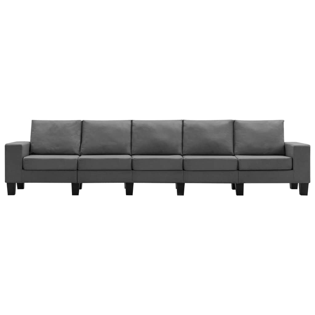 5-Seater Sofa Dark Grey Fabric