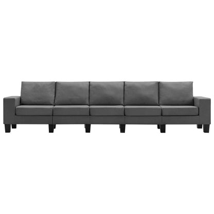 5-Seater Sofa Dark Grey Fabric