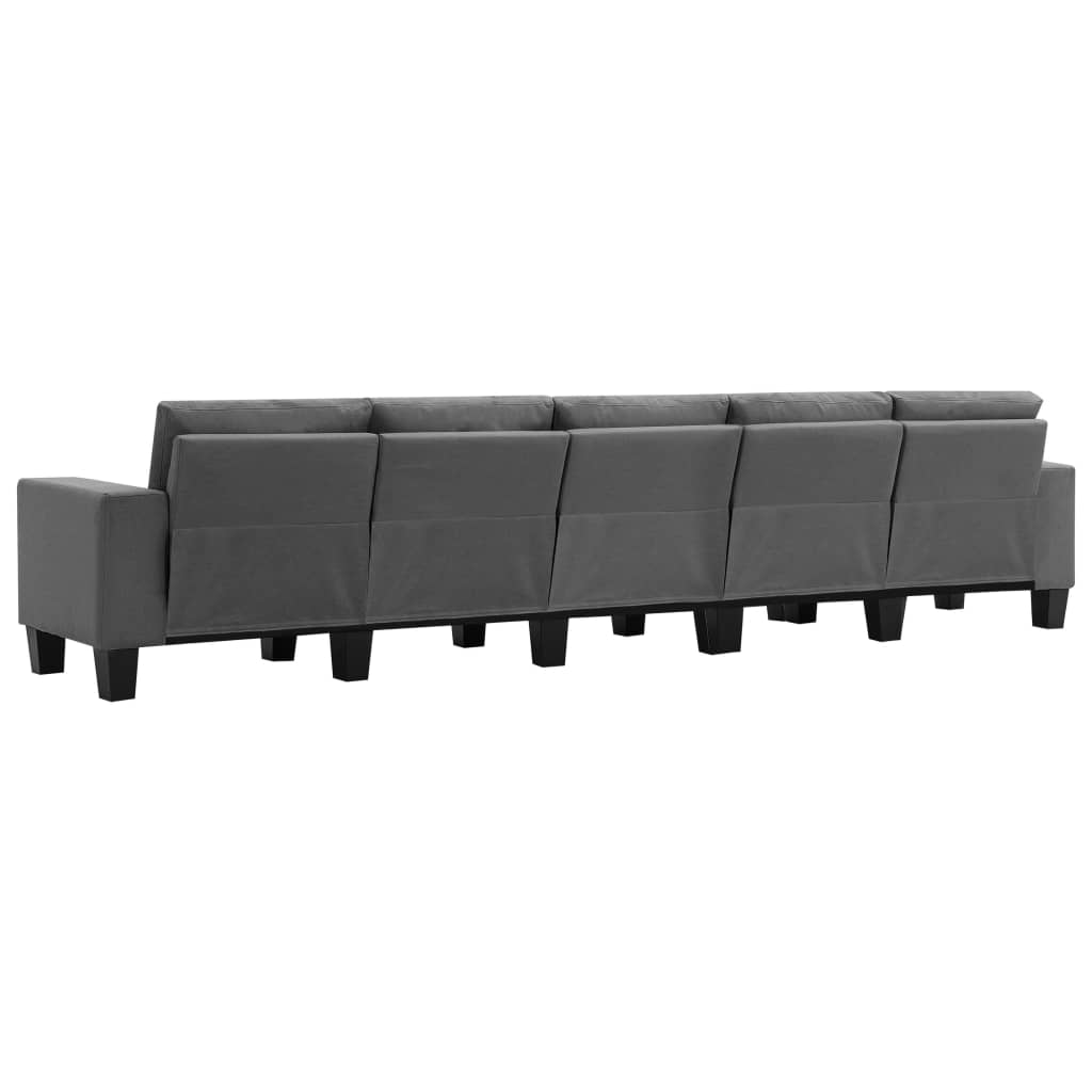 5-Seater Sofa Dark Grey Fabric