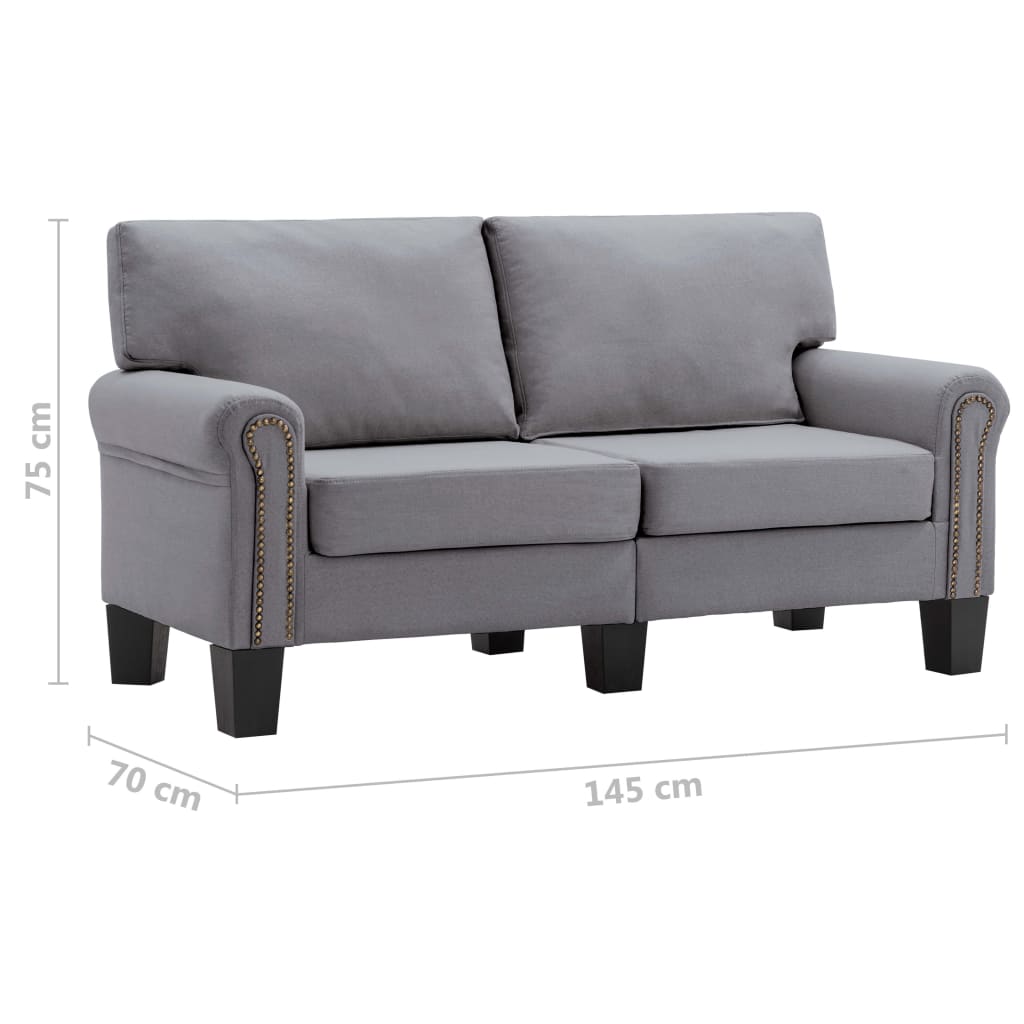 2-Seater Sofa Light Grey Fabric