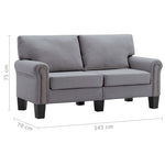 2-Seater Sofa Light Grey Fabric