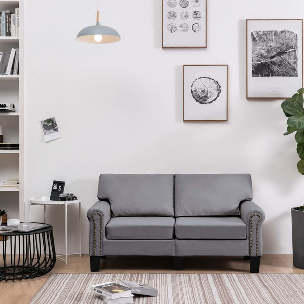  2-Seater Sofa Light Grey Fabric