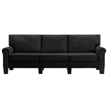 3-Seater Sofa Black Fabric