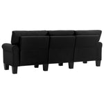3-Seater Sofa Black Fabric