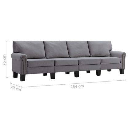 4-Seater Sofa Light Grey Fabric
