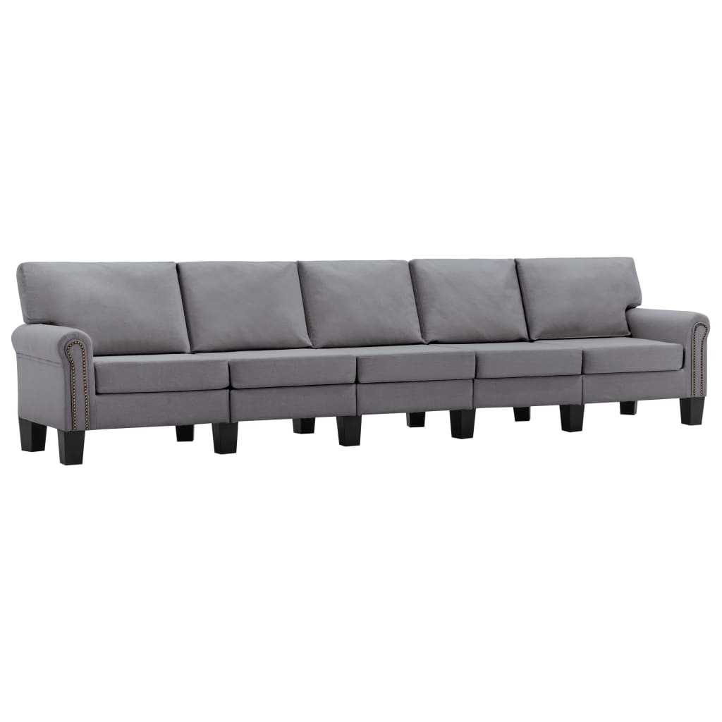 5-Seater Sofa Light Grey Fabric