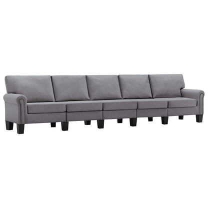 5-Seater Sofa Light Grey Fabric