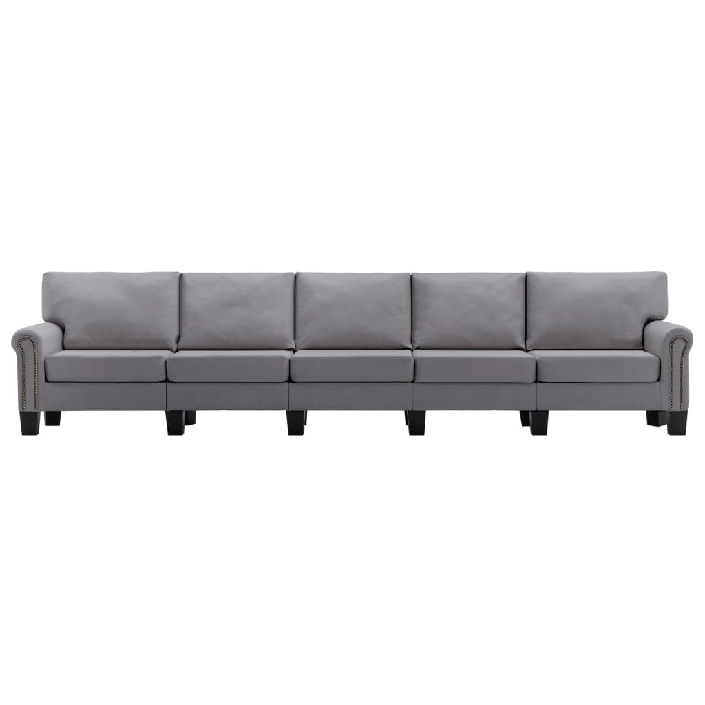 5-Seater Sofa Light Grey Fabric