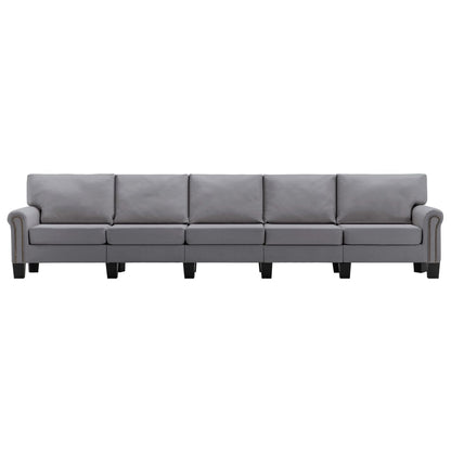 5-Seater Sofa Light Grey Fabric