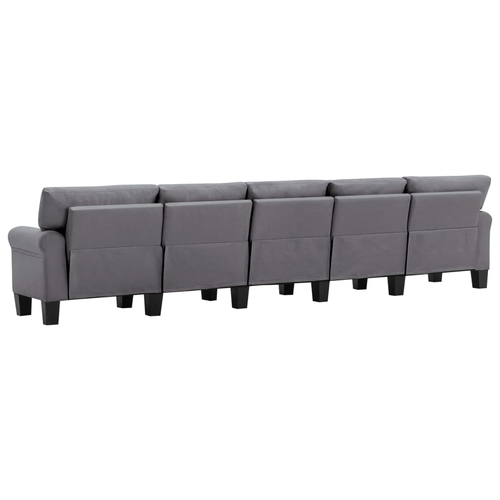 5-Seater Sofa Light Grey Fabric