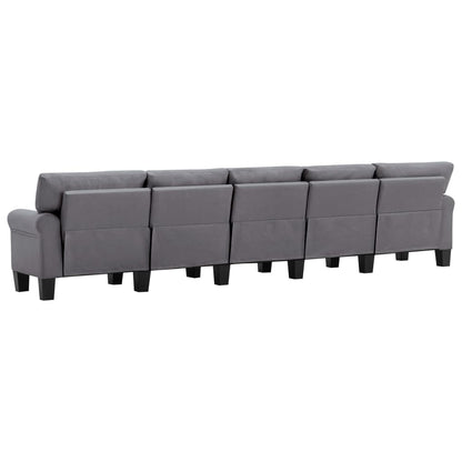 5-Seater Sofa Light Grey Fabric