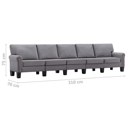 5-Seater Sofa Light Grey Fabric