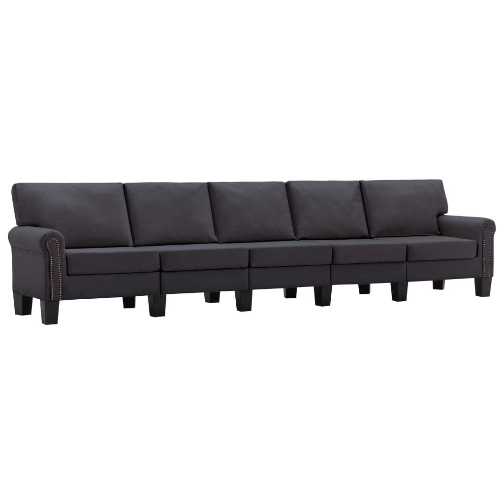 5-Seater Sofa Dark Grey Fabric