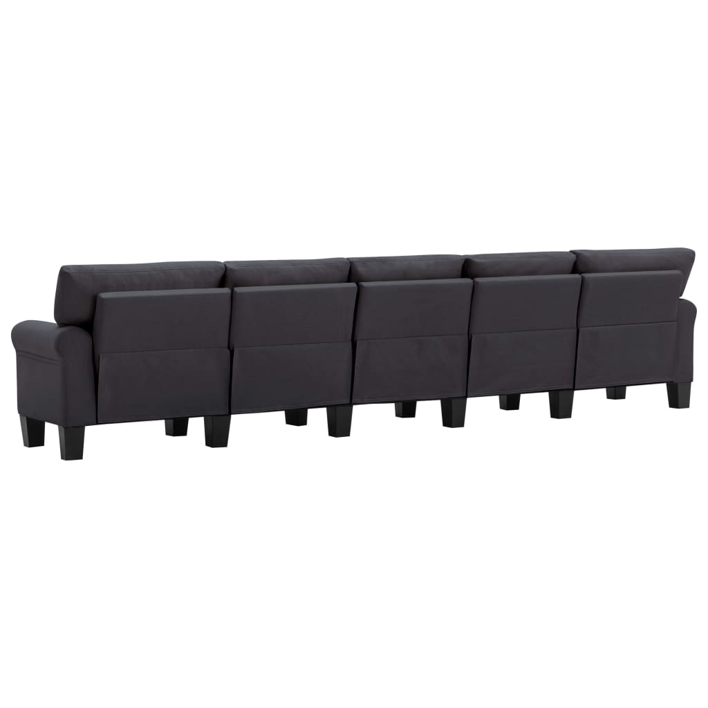 5-Seater Sofa Dark Grey Fabric